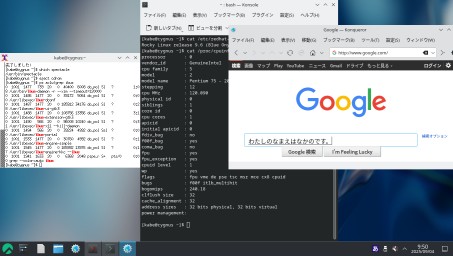 [Screenshot of Rocky Linux 9.6 desktop on Pentium 120MHz]